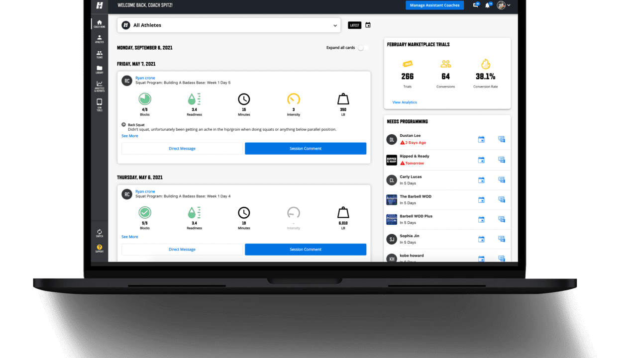 Strength & Conditioning Software for Coaches and Athletes TrainHeroic