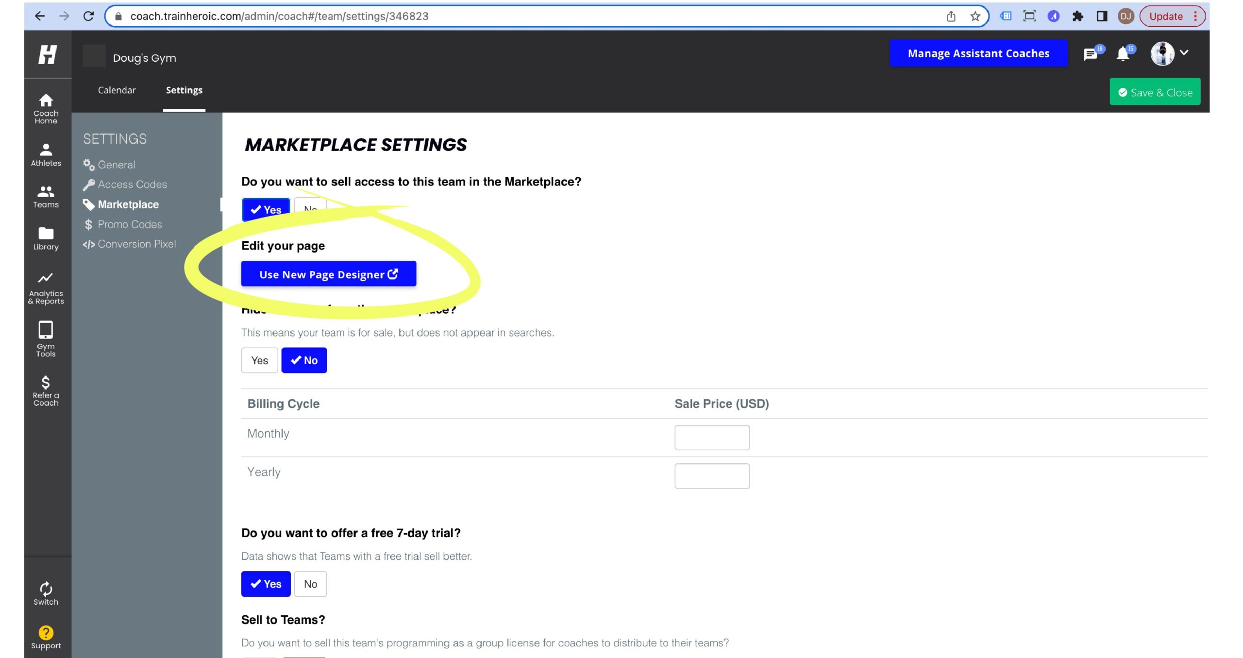 Edit your page