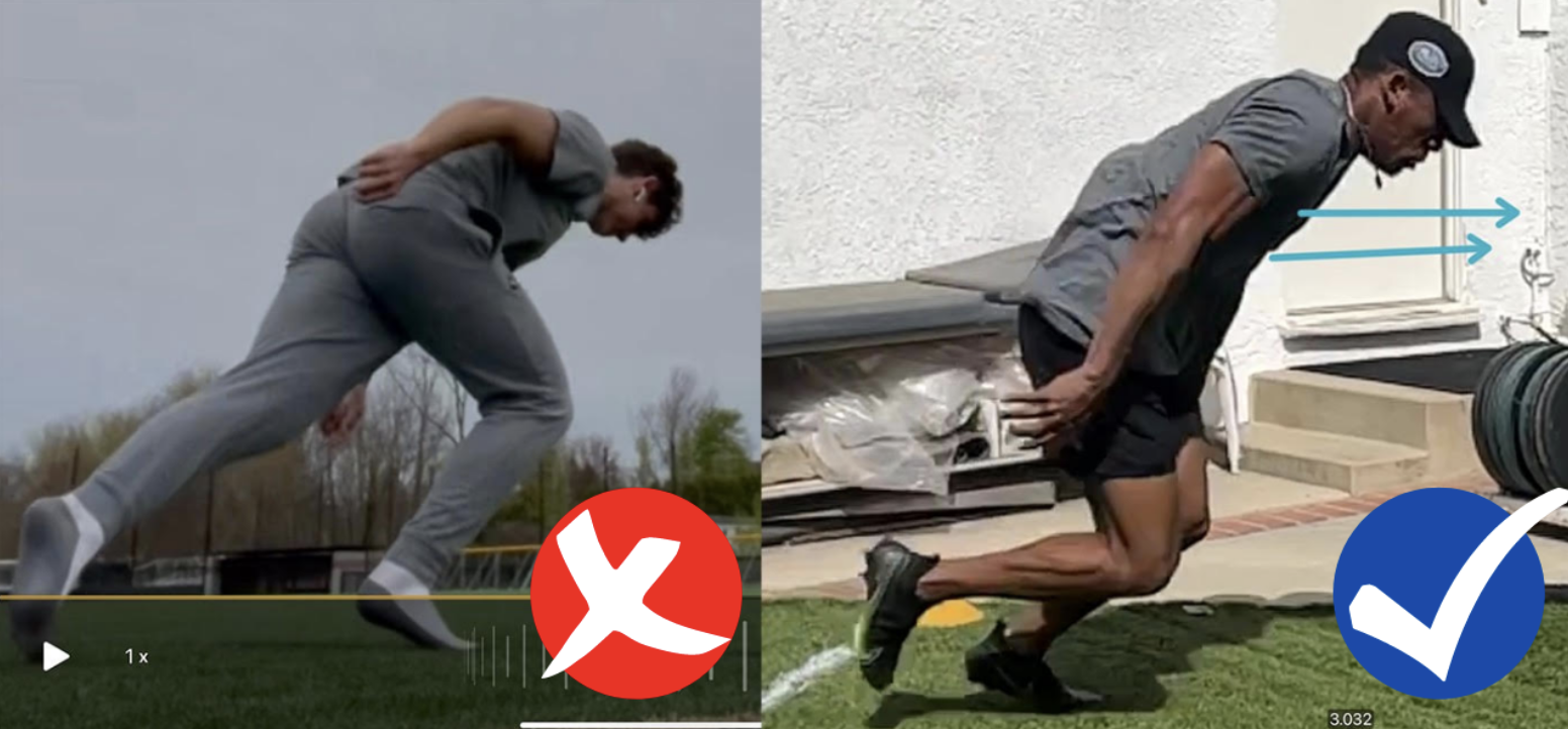 Comparison of two athletes taking off into a sprint