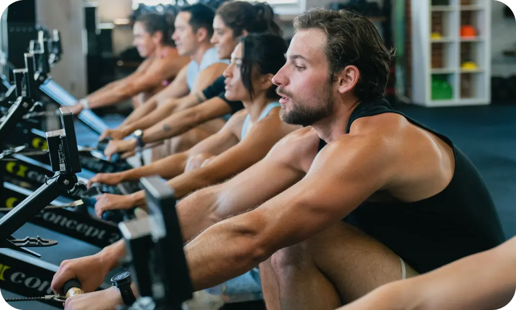 Athlete Using Rower